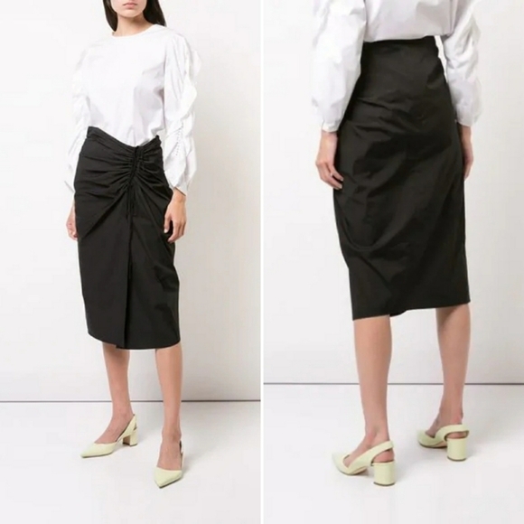 Carolina Herrera | Resort Runway Draped Midi Skirt in Black - Picture 6 of 11